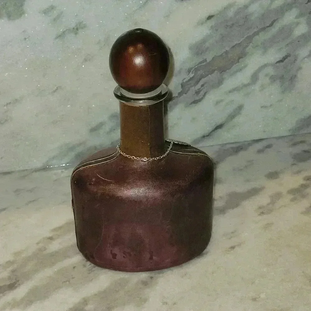 Decanter decorative empty Leather Map Decor Bourbon bottle